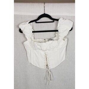 Europa The Label‎ Corset Top S White MilkMaid Cottagecore Peasant Little Bo Peep